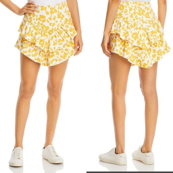 Mothers Denim Yellow Floral Ruffle Skirt